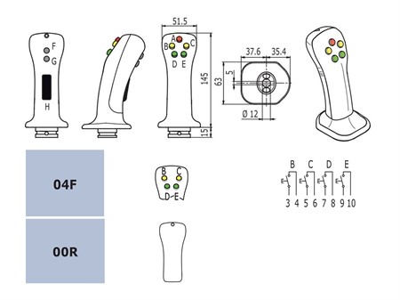 Handtag med brytare F04F-00R, kabel 700 mm